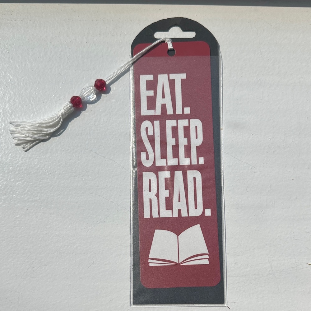 Red and White Bookmark with Tassel